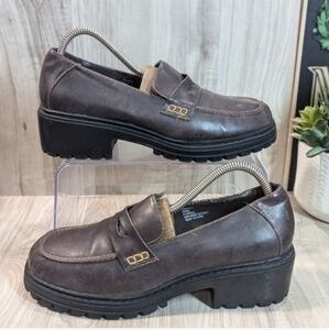 Y2K Vintage UNIONBAY "Penney" Chunky Platform Brown Loafers Women's Size 9